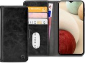 Samsung Galaxy A12 Bookcase hoesje - Mobilize - Effen Zwart - Kunstleer
