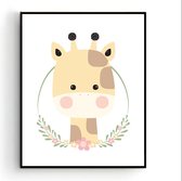 Poster Lieve Giraf - Safari Dieren - Kinderkamer - Dieren Poster - Babykamer - Kinderposter / Babyshower Cadeau - 50x40cm - PosterCity