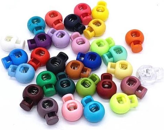 Foto: Cord lock koordstopper gekleurd bal massief 4 stuks mixed