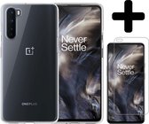 OnePlus Nord Hoesje Transparant Met Screenprotector - OnePlus Nord Case Siliconen Hoesje Cover Met Screenprotector - Transparant
