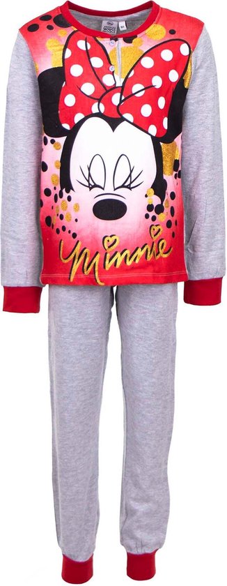 Disney Minnie Mouse pyjama - katoen - glitterprint - grijs - maat 134 (9 jaar)