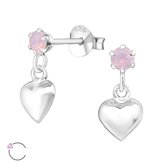 Aramat jewels ® - Zilveren swarovski elements kristal oorbellen met hanger hartje