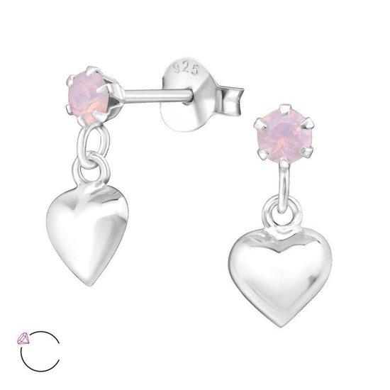 Aramat jewels ® - Zilveren swarovski elements kristal oorbellen met hanger  hartje | bol
