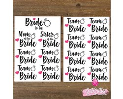 GetGlitterBaby® - Plak Tattoos / Tijdelijke Tattoo Vrouwen - Vrijgezellenfeest Decoratie Versiering Vrouw - Bride to be & Team Bride Moeder / Zus - 2 Stuks