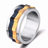 RVS ring- Zwart- Goudkleur- Zilverkleur-MT 10- Heren- Charme Bijoux