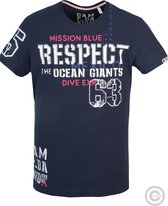 Camp David ® T-shirt gemaakt van vlam garen "Mission Blue" Navy