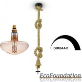 Bamboe-Touw hanglamp -1,5M-E27-Incl. Dimbare design filament LED MS200 in extra warm wit - 1800K
