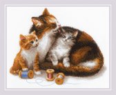 RIOLIS Cat with Kittens borduren (pakket)