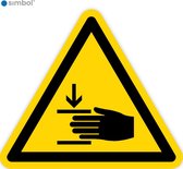 Simbol - Stickers Verwondingen Aan De Hand - Knelgevaar (W024) - Duurzame Kwaliteit - Formaat ▲ 5 x 5 x 5 cm.