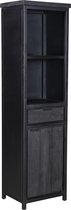 Duverger® Cubism - Opbergkast - H180 - zwart - mango hout - 1 deur - 1 lade - 2 nissen