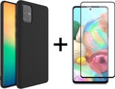 Samsung a71 hoesje zwart case siliconen hoes cover hoesjes - Samsung galaxy a71 hoesje - hoesje samsung a71 - Full cover - 1x Samsung a71 screenprotector screen protector