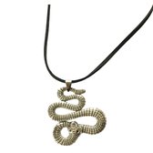 Slang- Koordketting- 45 cm- Zwart- Reptiel- Cobra-Charme Bijoux