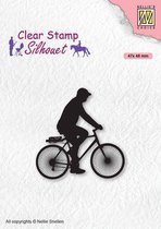 SIL072 Clear stamp Nellie Snellen fietser - stempel man op fiets - Men things Cyclist