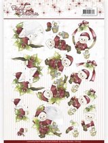 3D Knipvel - Precious Marieke - Joyful Christmas - Santa on branch