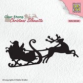 CSIL011 Clearstamp Nellie Snellen Santa Claus - stempel kerstman met slee en rendieren