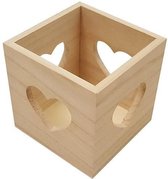 Houten waxinelichthouder hartje  10cm x 10cm x 10cm