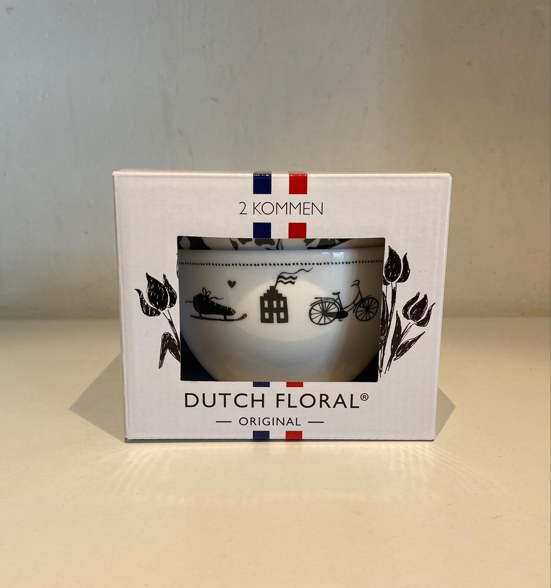 Dutch Floral Zwarte kom set van 2 stuks 13 cm