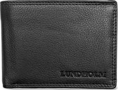 Lundholm hoogwaardig leren portemonnee heren zwart leder - zeer soepel rundleer - compact, dun en veel pasruimte - cadeau voor man