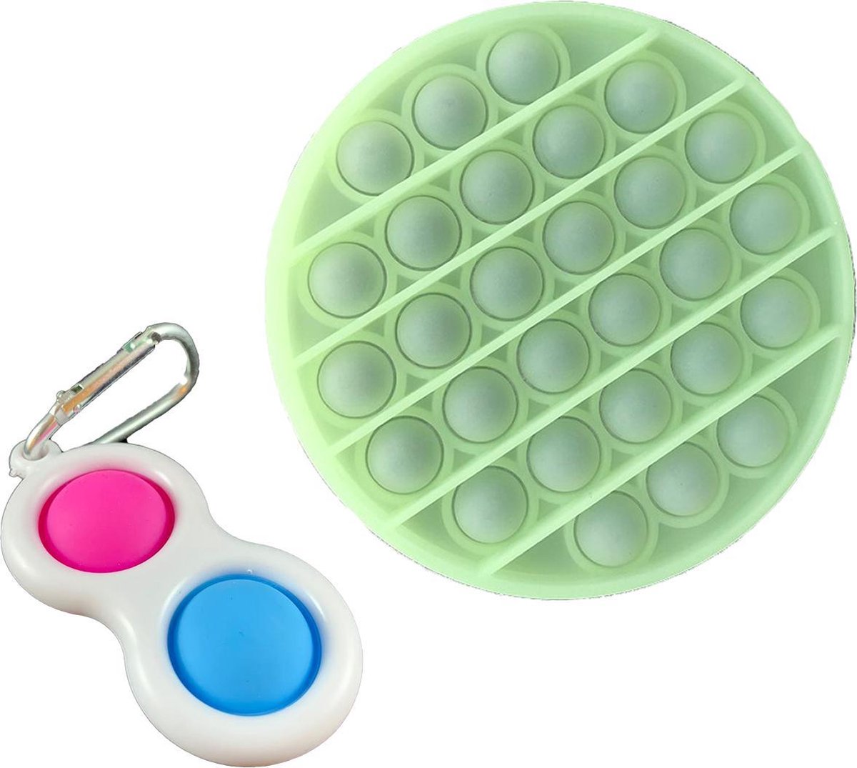 Fidget toys pakket set Pop it rond glow in the dark Pop All Up