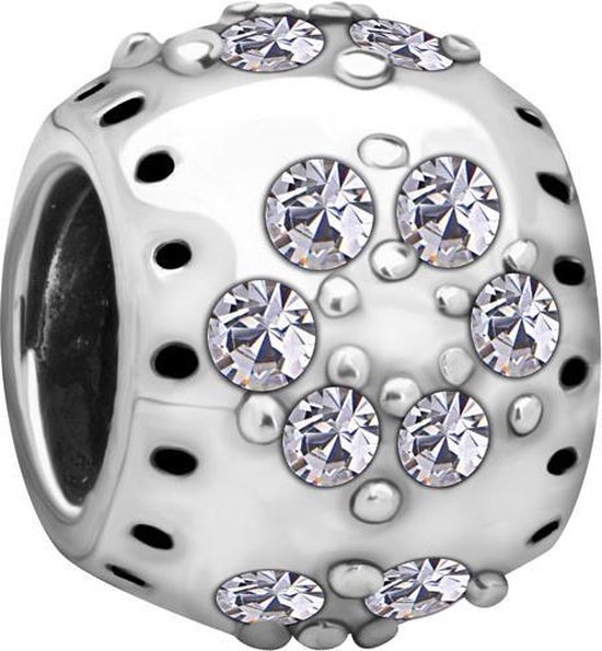 Quiges - 925 - Zilveren - Bedels -Sterling zilver - Beads - Zirkonia Transparant Kraal Charm - Geschikt – voor - alle bekende merken - Armband Z497