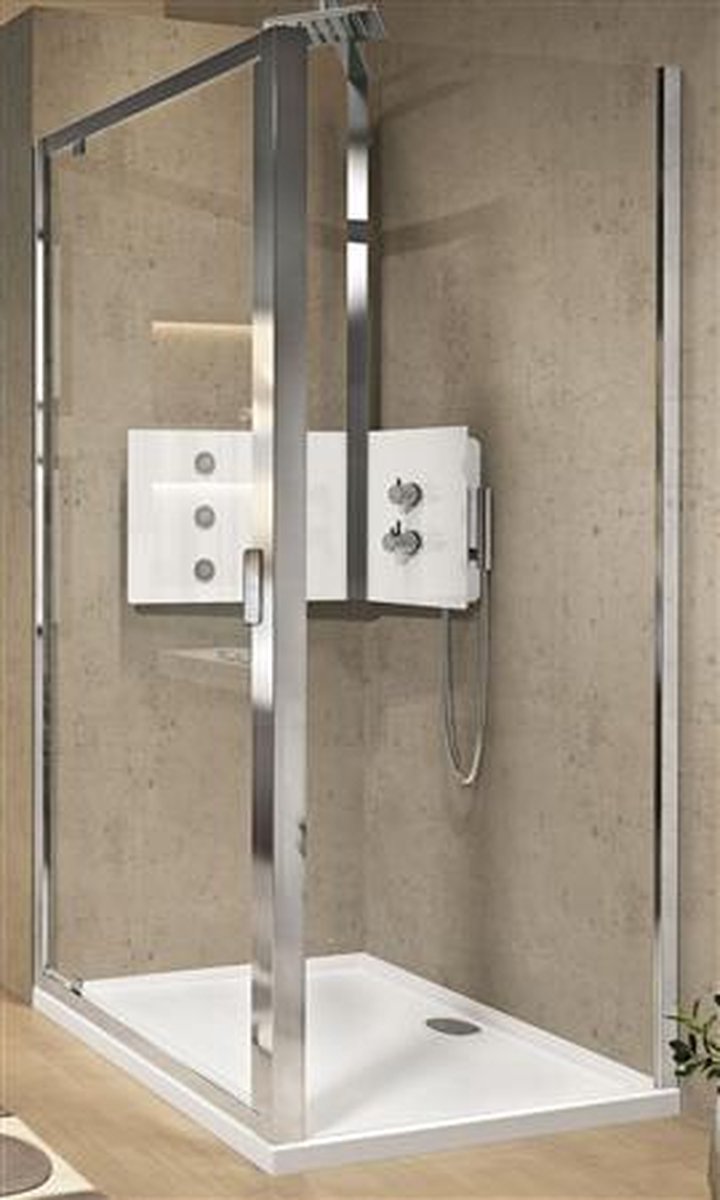 Novellini Lunes 2.0 F vaste zijwand 84 - 90cm helder glas matchroom