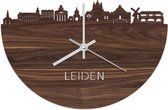 Skyline Klok Leiden Notenhout - Ø 40 cm - Woondecoratie - Wand decoratie woonkamer - WoodWideCities