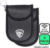 2 Pack - RFID Autosleutel Anti-diefstal Beschermhoes voor Keyless Entry Go Auto's - Dubbele laag RFID Carbon look - Zwart - Auto Sleutel Accessoires gadgets - Kado Cadeau man - vrouw