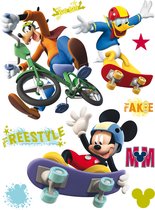 Disney muursticker Mickey Mouse, Donald Duck & Goofy blauw, paars en rood - 600183 - 65 x 85 cm