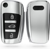 kwmobile autosleutel hoesje compatibel met Audi 3-knops autosleutel - autosleutel behuizing in hoogglans zilver