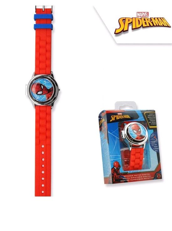 Spiderman horloge digitaal / van Staal / siliconenband met spinner  afsluitklepje | bol.com