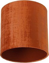 QAZQA transparant-cilinder-velours - Klassieke Lampenkap - Ø 20 cm - Oranje -