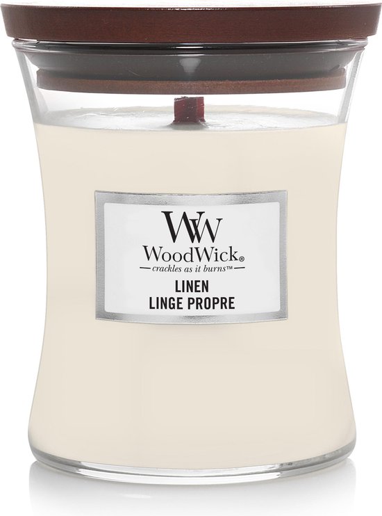 WoodWick Hourglass Medium Geurkaars - Linen
