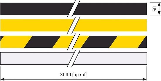 Deluxe Antislip Sticker - Zwart/geel - Op rol - 3000 x 50 mm - Secu