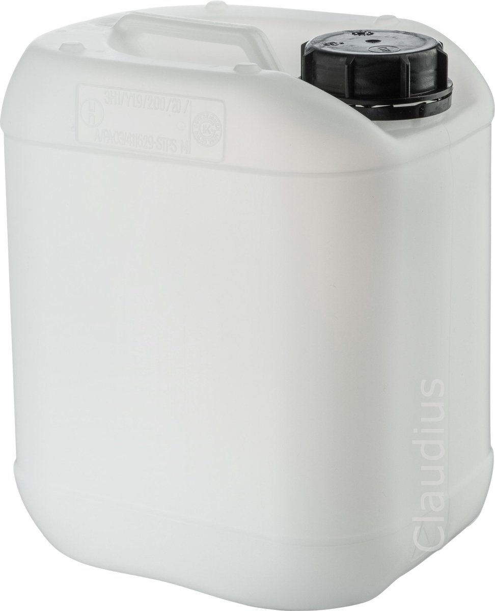Jerrycan 5 liter transparant | geschikt voor water | UN gekeurd | benzine | handig stapelbaar | food grade | inclusief dop | totaal te legen | noodpakket