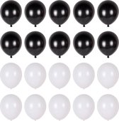 Ballonnenset zwart wit 20 stuks - Zwarte witte ballonnen set - verjaardag versiering ballon