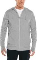 Coolibar - UV-werende full zip hoodie voor heren - LumaLeo Zip-Up - Grijs - maat XXL