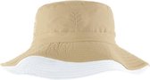 Coolibar UV bucket hoed Kinderen - Geelbruin/wit - Maat S/M (4-8 jaar)