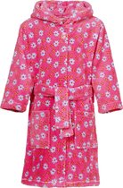 Playshoes - Fleece badjas met capuchon - Bloemen roze - maat 122-128cm