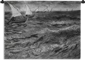 Wandkleed Vincent van Gogh - Sailing boats in zwart-wit - Vincent van Gogh Wandkleed katoen 120x90 cm - Wandtapijt met foto