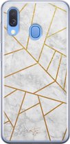 Samsung Galaxy A40 siliconen hoesje - Geometrisch marmer - Soft Case Telefoonhoesje - Grijs - Marmer