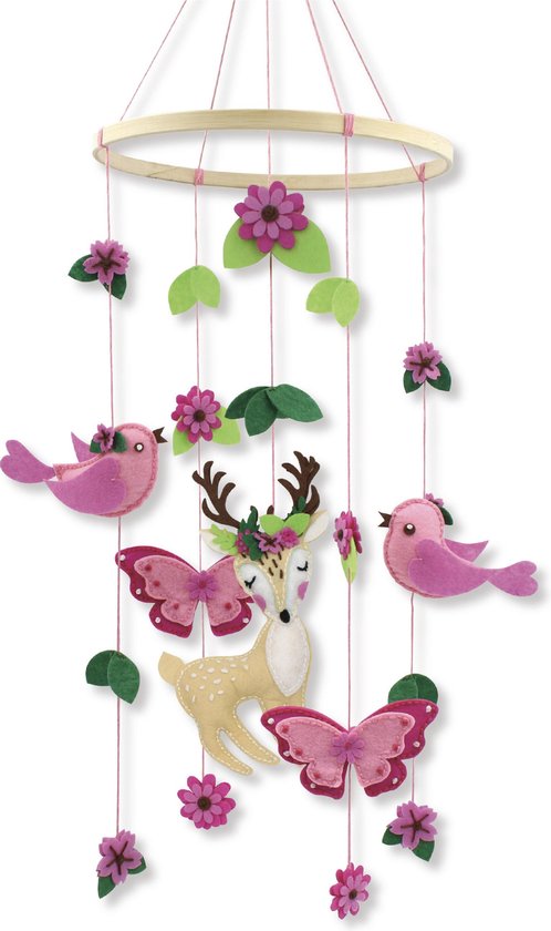 DIY-Naaiset Vilt | Hobbypakket Vilt| Mobiele Hanger - natuur (roze) 20x68  cm | bol.com