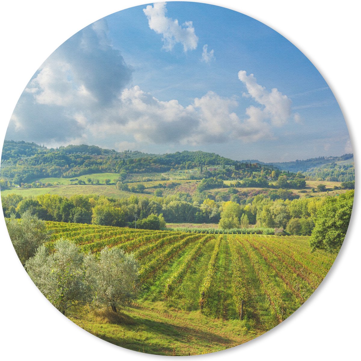 Muismat rond 30x30 cm - Mousepad Toscane - Landschap - Wolken - Ronde muismatten