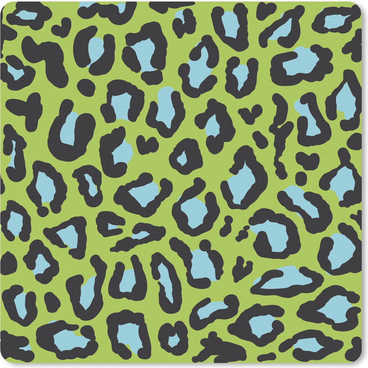 Muismat Dierenprints - Dierenprint in limoenkleur muismat rubber - 20x20 cm - Muismat met foto