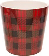 Bloempot voor Binnen en Buiten - Plantenbak - Plantenpot - Tartan rood - 15x15xh15cm - Conisch dolomiet