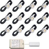 LED terrasoverkapping inbouwspot Sevilla inclusief trafo - i.c.m. Somfy RTS / veranda / carport / serre / LED buitenverlichting / 3W / dimbaar / warmwit - set van 12 stuks