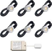 LED terrasoverkapping inbouwspot Sevilla inclusief trafo - i.c.m. Somfy RTS / veranda / carport / serre / LED buitenverlichting / 3W / dimbaar / warmwit - set van 6 stuks