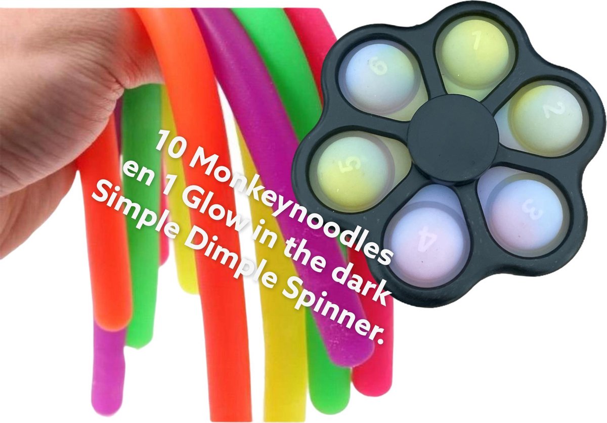 Monkey Noodles en peapopper- Fidget toys pakket - 10 stuks - Q-Time