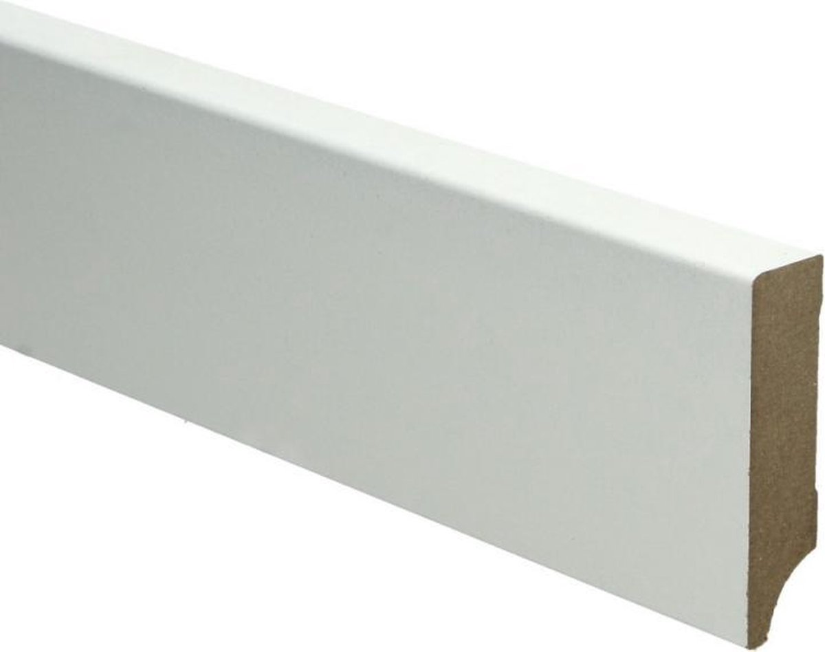 Hoge plinten - MDF - Moderne plint 70x18 mm - Wit - Voorgelakt - RAL 9010 - Per 5 stuks 2,4m