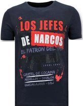 Exclusieve Heren T-shirt - Los Jefes De Narcos - Blauw