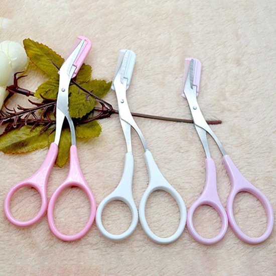 Ciseaux à Sourcils Avec Peigne Intégré - Acier Inoxydable - Longueur 12,9cm - Neuf